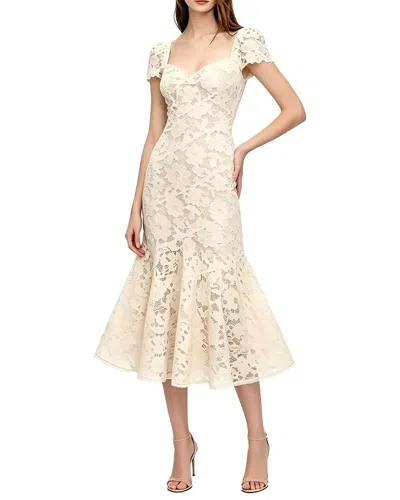 Linda Charm Short Sleeve Midi Dress In White