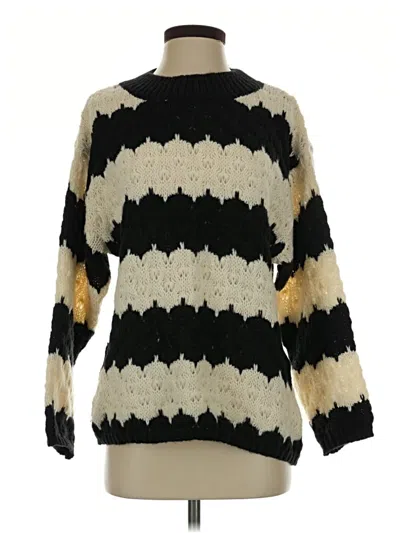 Pre-owned Line & Dot Pullover Sweater In Black