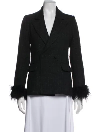 Pre-owned Line & Dot Tweed Pattern Blazer In Black