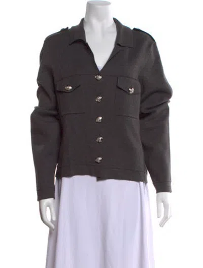 Pre-owned Line Open Front Sweater In Grey