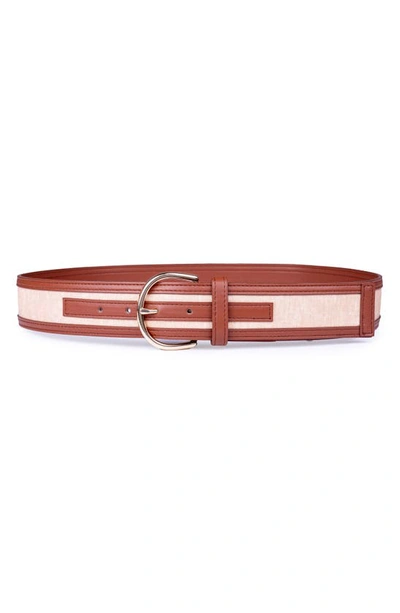 Linea Pelle Canvas Inset Belt In Camel Luggage