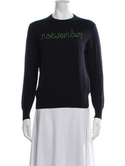 Pre-owned Lingua Franca Cashmere Graphic Print Sweater In Blue