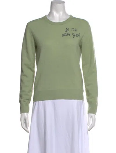 Pre-owned Lingua Franca Cashmere Graphic Print Sweater In Green