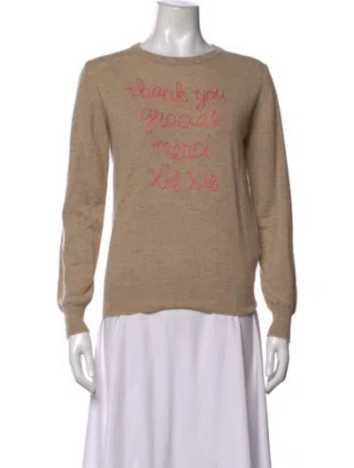 Pre-owned Lingua Franca Cashmere Graphic Print Sweater In Neutrals