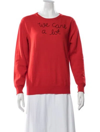Pre-owned Lingua Franca Cashmere Graphic Print Sweater In Red