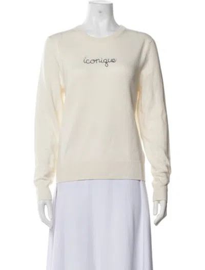Pre-owned Lingua Franca Cashmere Graphic Print Sweater W/ Tags In White