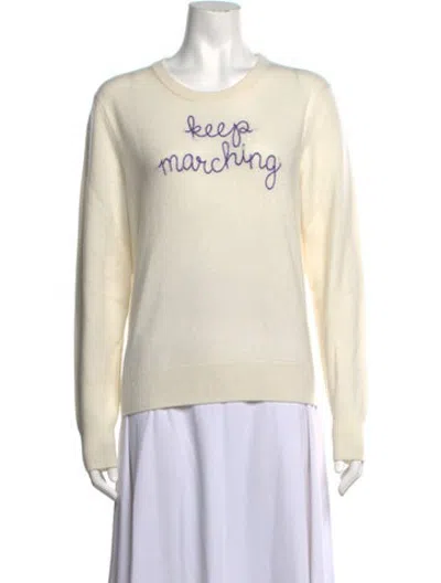 Pre-owned Lingua Franca Cashmere Graphic Print Sweater In White