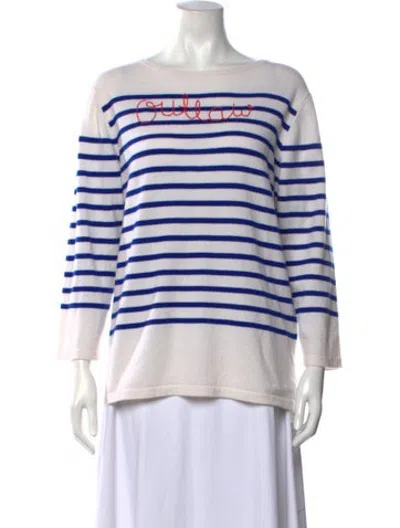 Pre-owned Lingua Franca Cashmere Striped Sweater In Blue/neutrals