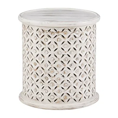 Linon Inora Hand Painted Accent Table In White