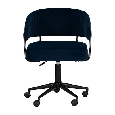 Linon Prestwick Rolling Office Chair In Blue