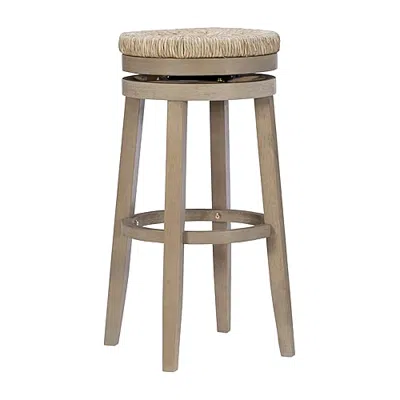 Linon Sanford Seagrass Swivel Bar Stool In White