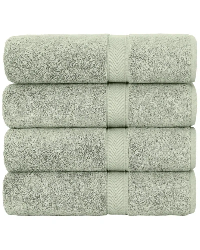 Linum Home Textiles Set Of 4 Turkish Cotton Sinemis Terry Bath Towels In Green