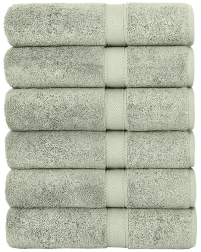 Linum Home Textiles Set Of 6 Turkish Cotton Sinemis Terry Bath Towels In Green
