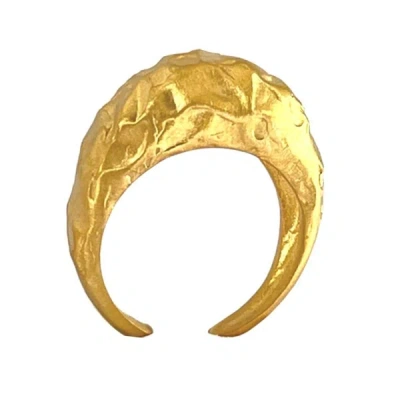 Linya Jewellery Amorphous Matte Gold Oval Ring