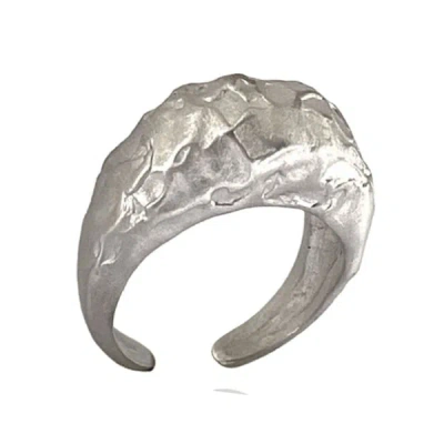 Linya Jewellery Amorphous Matte Silver Oval Ring