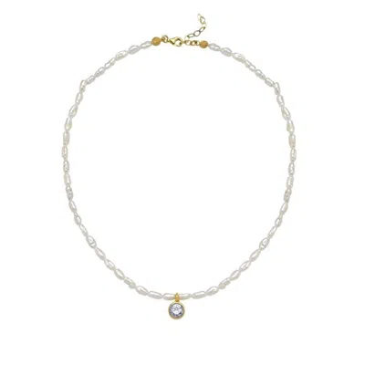 Linya Jewellery Cosmic Pearl Zodiac Necklace Lilac Birthstone In Purple