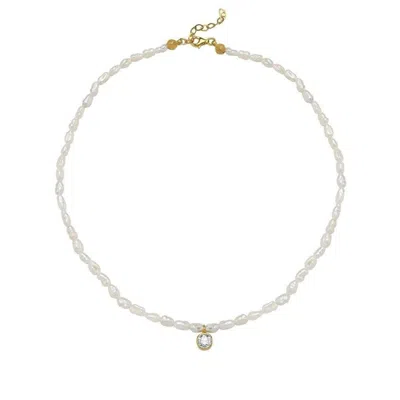 Linya Jewellery Cosmic Pearl Zodiac Necklace White Birthstone