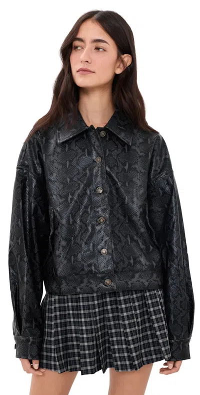 Lioness Angel Faux Leather Jacket Midnight In Black