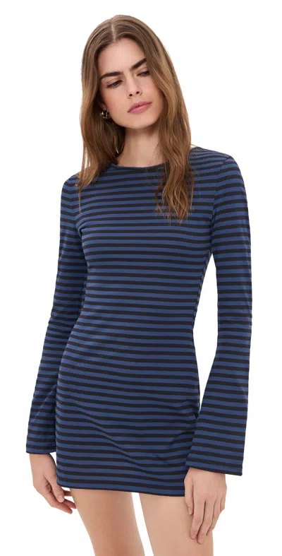 Lioness Bloom Dress Black Navy Stripe In Blue