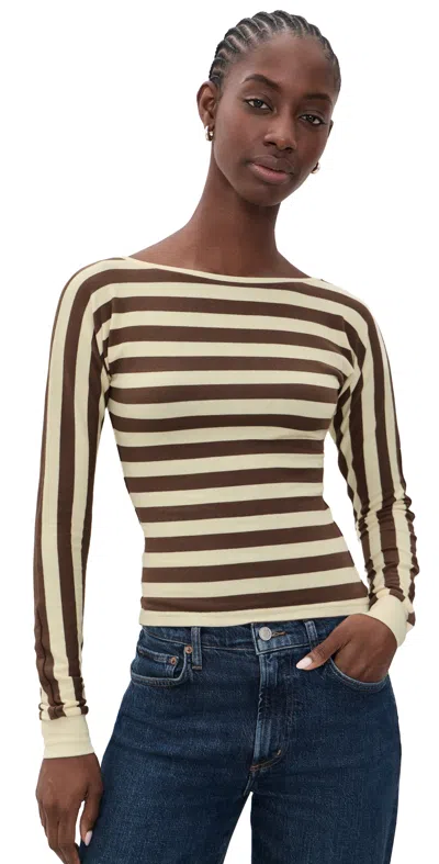 Lioness Blooming Long Sleeve Tee Sorbet Cocoa Stripe In Multi