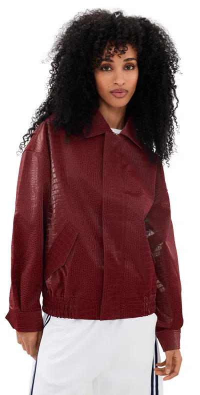 Lioness Kenny Faux Leather Bomber Jacket Cherry In Brown