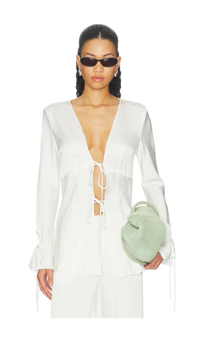 Lioness Veil Long Sleeve Top In Porcelain