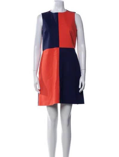 Pre-owned Lisa Perry Colorblock Pattern Mini Dress In Orange