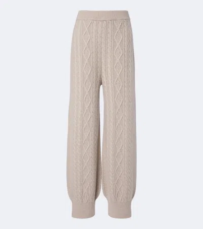 Lisa Yang Bryndis Cable-knit Cashmere Wide-leg Pants In Neutral