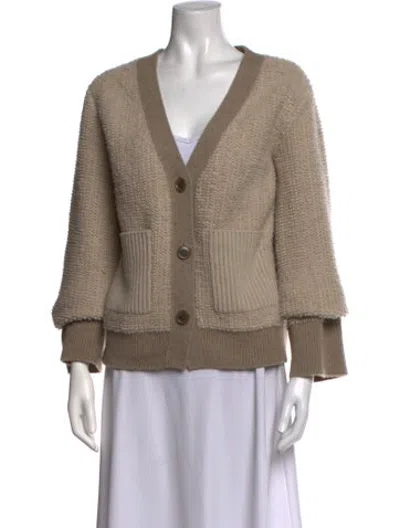 Pre-owned Lisa Yang Cashmere V-neck Sweater In Neutrals