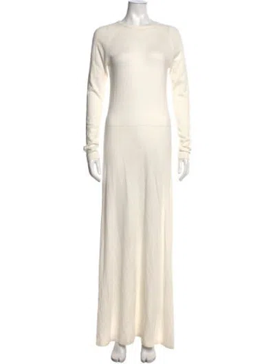 Pre-owned Lisa Yang Crew Neck Long Dress In Neutrals