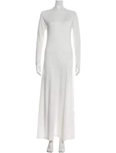 Pre-owned Lisa Yang Crew Neck Long Dress In White