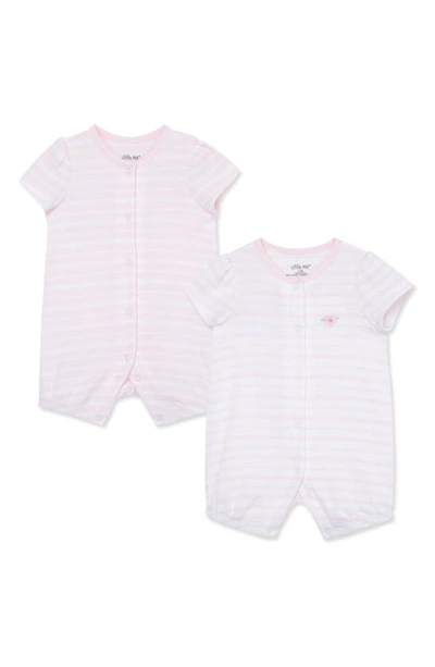 Little Me Babies' 2-pack Stripe Rompers In Pink