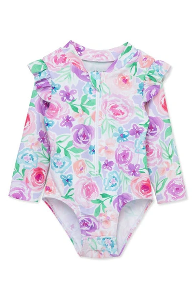 Little Me Babies' Garden Rashguard One-piece Swimsuit In Floral