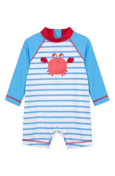 Little Me Babies' Kids' Crab Long Sleeve Rashguard Swimsuit In Blue
