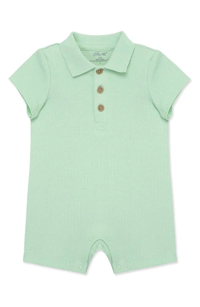 Little Me Babies' Organic Cotton Polo Romper In Green