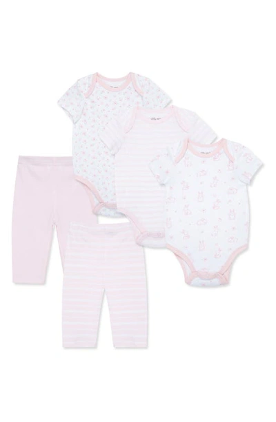 Little Me Babies'  Spring Bodysuits & Leggings Set In Pink