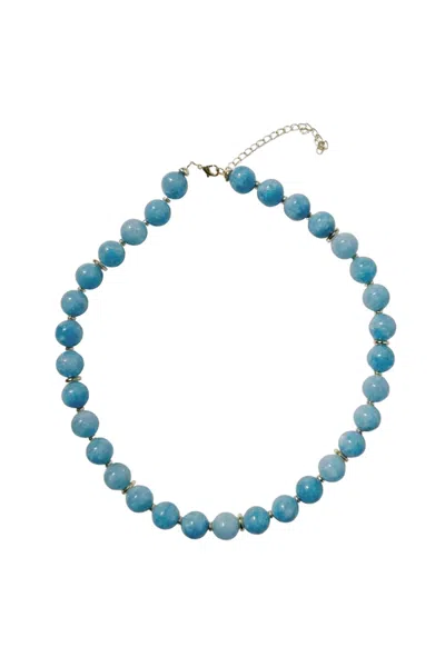 Little Sky Stone Camille Beaded Ocean Blue Necklace In Brown
