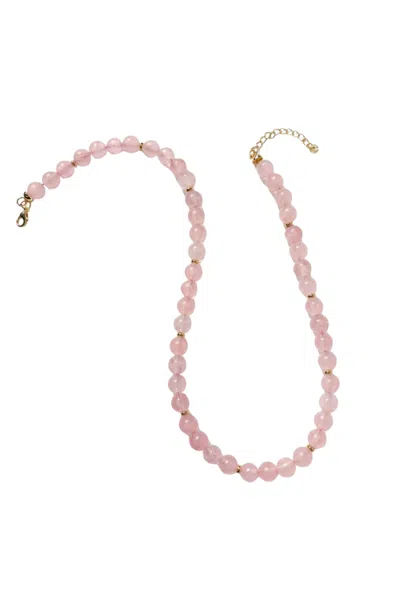 Little Sky Stone Chloe Rose Quartz Beaded Necklace In Pink