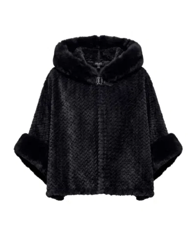 Liu •jo Hooded Cape In Black
