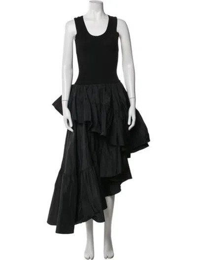 Pre-owned Liu •jo Scoop Neck Long Dress In Black