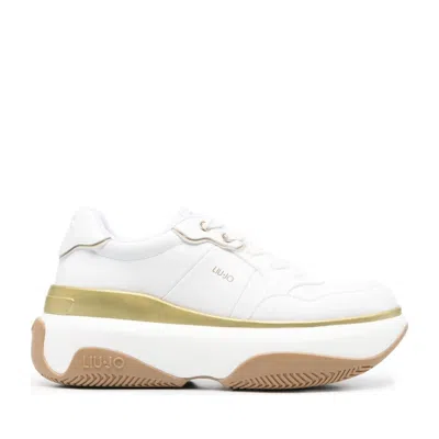 Liu •jo White June 16 Metallic Gold Accent Chunky Sneakers