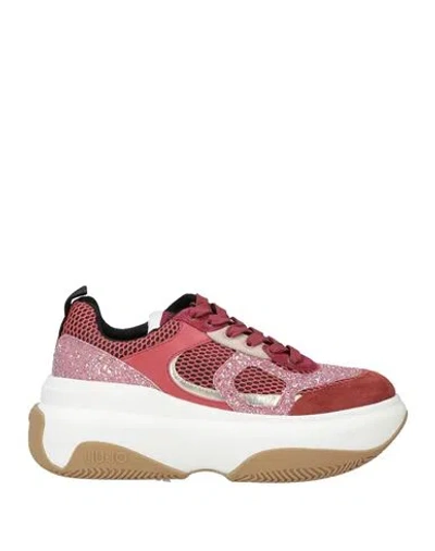 Liu •jo Woman Sneakers Brick Red Size 7 Leather, Textile Fibers