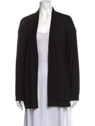 Pre-owned Liu •jo Wool Open Front Sweater In Black