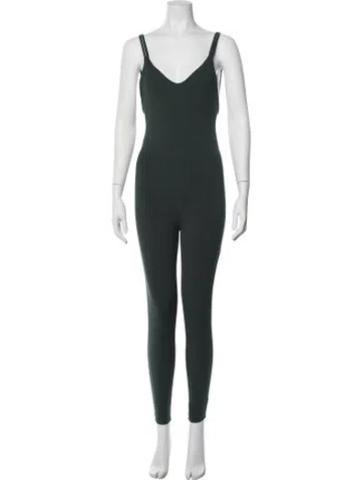 Pre-owned Live The Process V-neck Jumpsuit In Green
