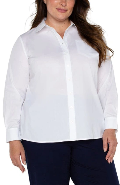 Liverpool Los Angeles Classic Fit Stretch Poplin Button-up Shirt In White