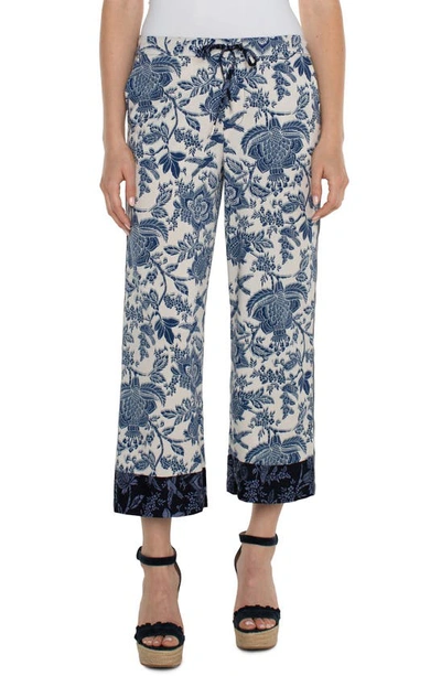 Liverpool Los Angeles Drawstring Wide Leg Trousers In Galaxy Floral Print