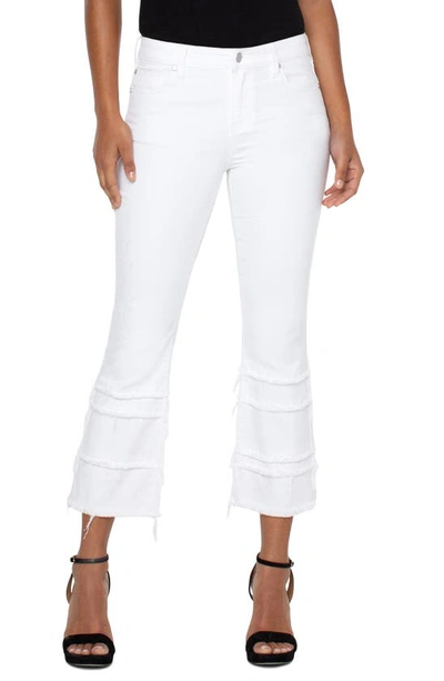 Liverpool Los Angeles Hannah Frayed Tiered Crop Flare Jeans In Bone White