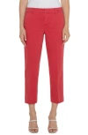 Liverpool Los Angeles Kelsey Slit Hem Crop Twill Trousers In Berry Blossom