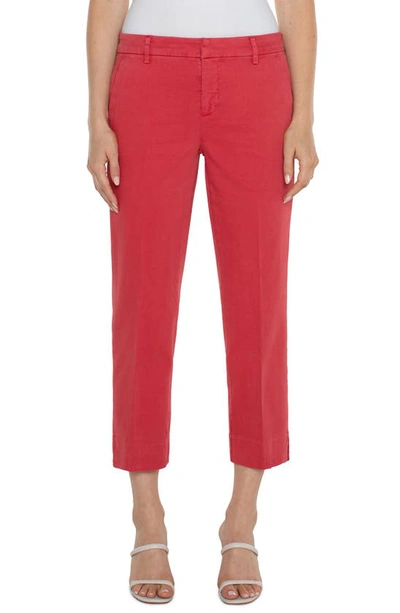 Liverpool Los Angeles Kelsey Slit Hem Crop Twill Trousers In Berry Blossom