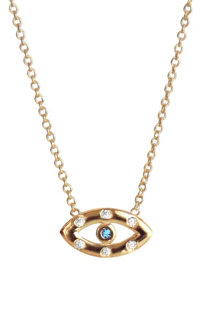 Liza Schwartz 18k Gold Plate Sterling Silver Cz Evil Eye Pendant Necklace In Multi